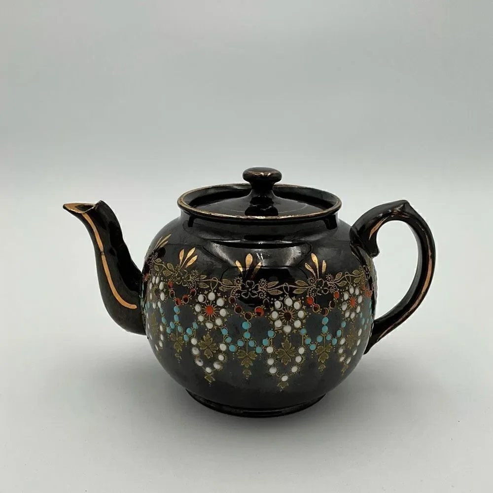 VINTAGE GIBSON Handpainted Black Teapot
